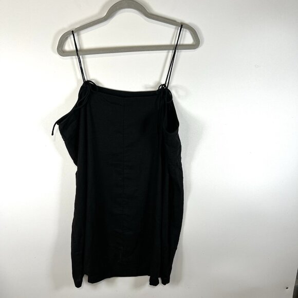 NWT Old Navy Size XXL Petite Black Linen Blend Spaghetti Strap Summer Sun Dress - Picture 4 of 8